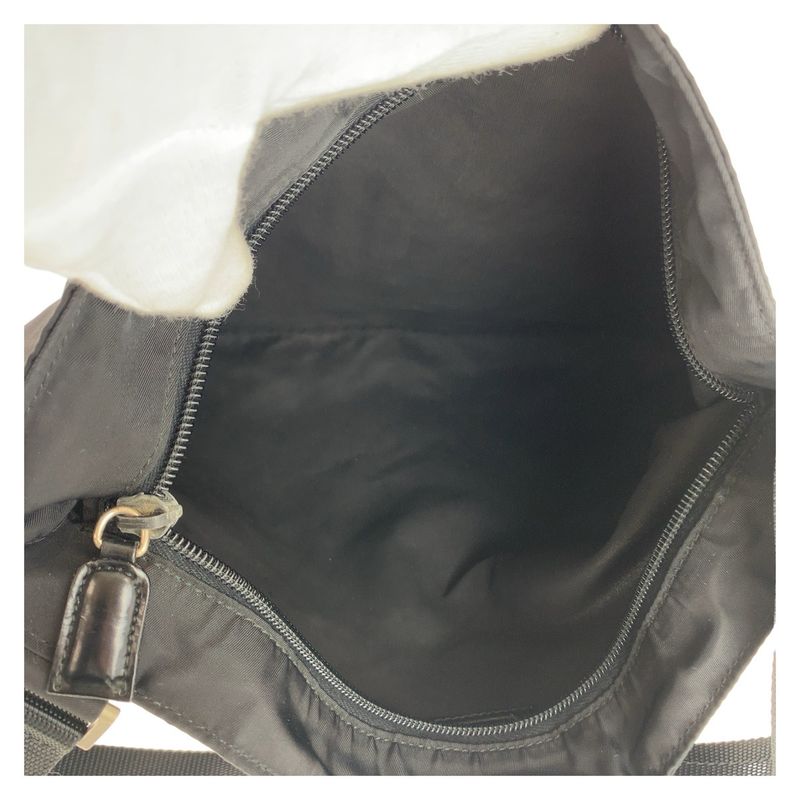 Prada Tessuto Triangle Logo Plate Black Silver Hardware Nylon Crossbody — view 4
