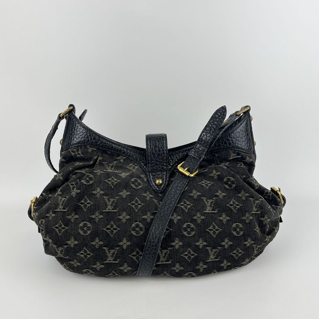 Louis Vuitton Monogram Slightly Shoulder Bag Denim Black Vintage — view 3