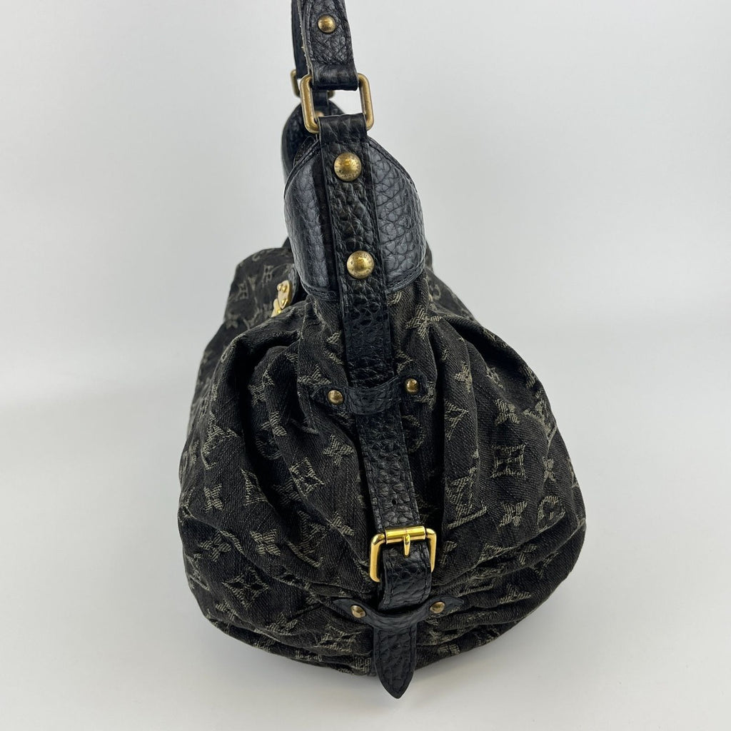 Louis Vuitton Monogram Slightly Shoulder Bag Denim Black Vintage — view 4
