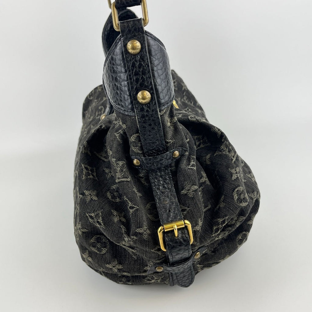 Louis Vuitton Monogram Slightly Shoulder Bag Denim Black Vintage — view 5