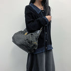 Louis Vuitton Monogram Slightly Shoulder Bag Denim Black Vintage