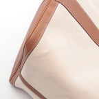 Hermes Tote Garden Party TGM Ecru Gold Canvas Leather Ivory Brown — view 7