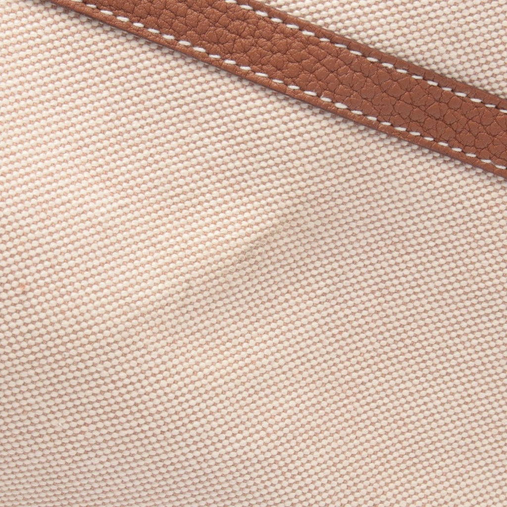 Hermes Tote Garden Party TGM Ecru Gold Canvas Leather Ivory Brown — view 9