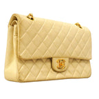 Chanel Shoulder Bag Quilted Lambskin Beige Gold — view 2