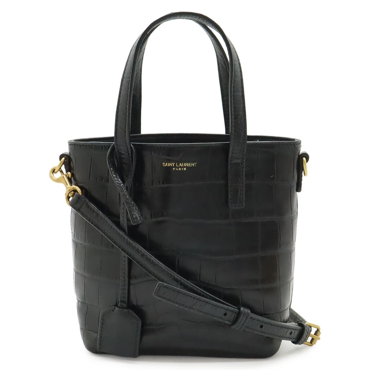 Saint Laurent Paris YSL Mini Toy Shopping 2-Way Shoulder Bag Croco
