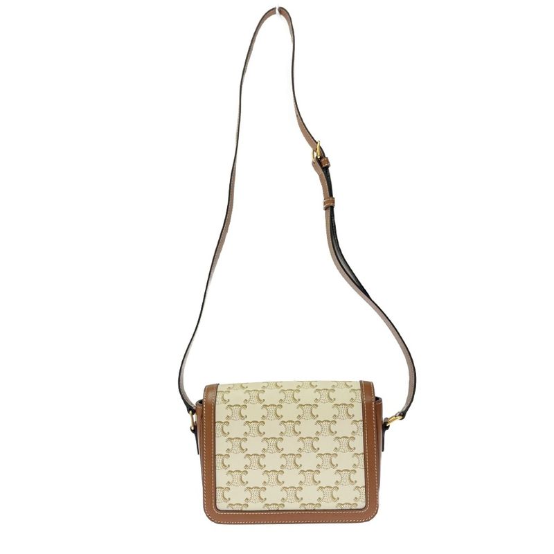 Celine Calf Triomphe Canvas Teen Shoulder Bag White — view 4