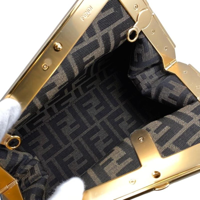 Fendi Shoulder Bag First Small 8 Bp129 Abve F1993 Blue Gold Hardware — view 9