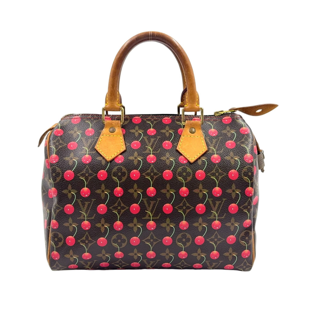 Louis Vuitton Speedy 25 Monogram Cherry Leather Brown Light Handbag Gold