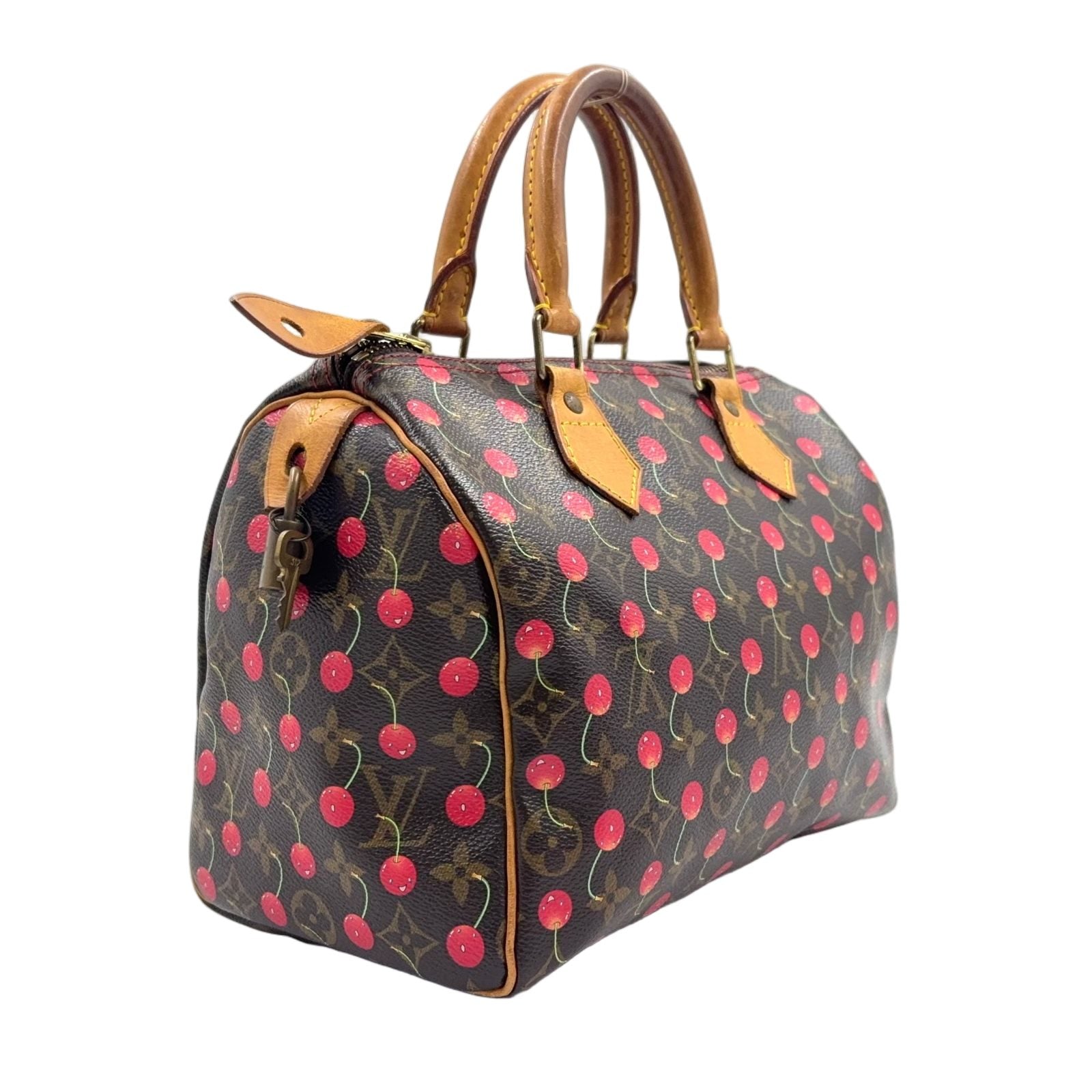 Louis Vuitton Speedy 25 Monogram Cherry Leather Brown Light Handbag Gold — view 2