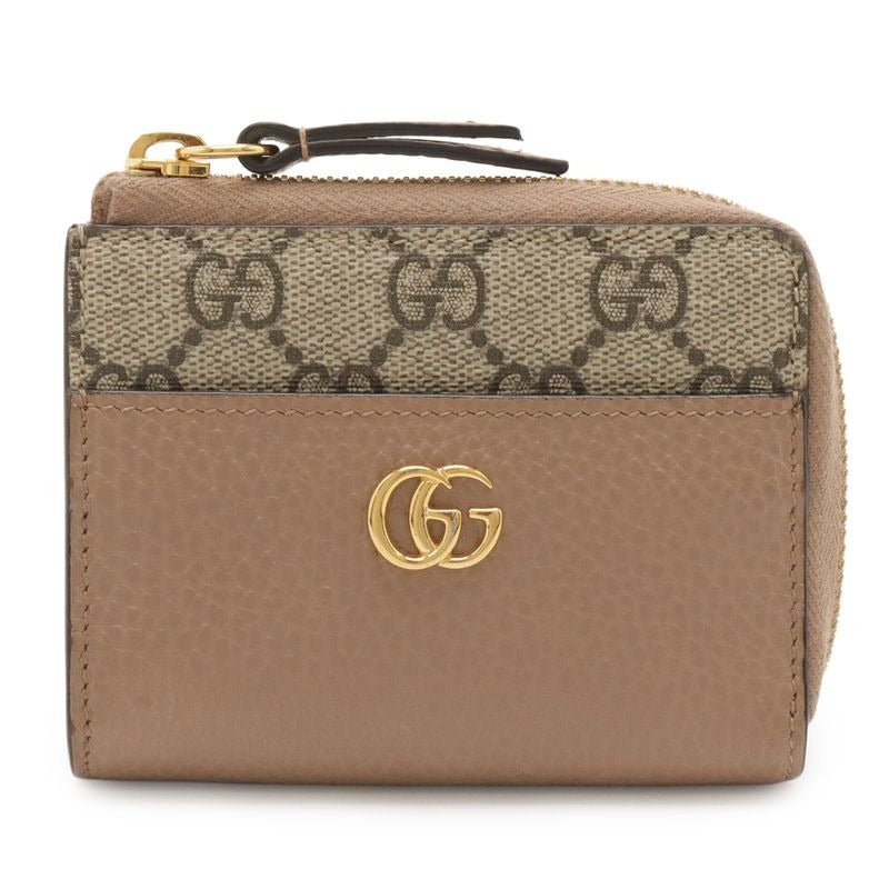 Gucci GG Marmont Supreme Compact Wallet L-shaped Zipper Pink Beige