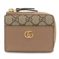 Gucci GG Marmont Supreme Compact Wallet L-shaped Zipper Pink Beige
