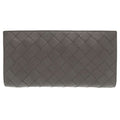 Bottega Veneta Intrecciato Leather Gray Round Zipper Long Wallet 0510