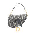 Dior Saddle Bag Mini Bree Peacock Navy Canvas Leather