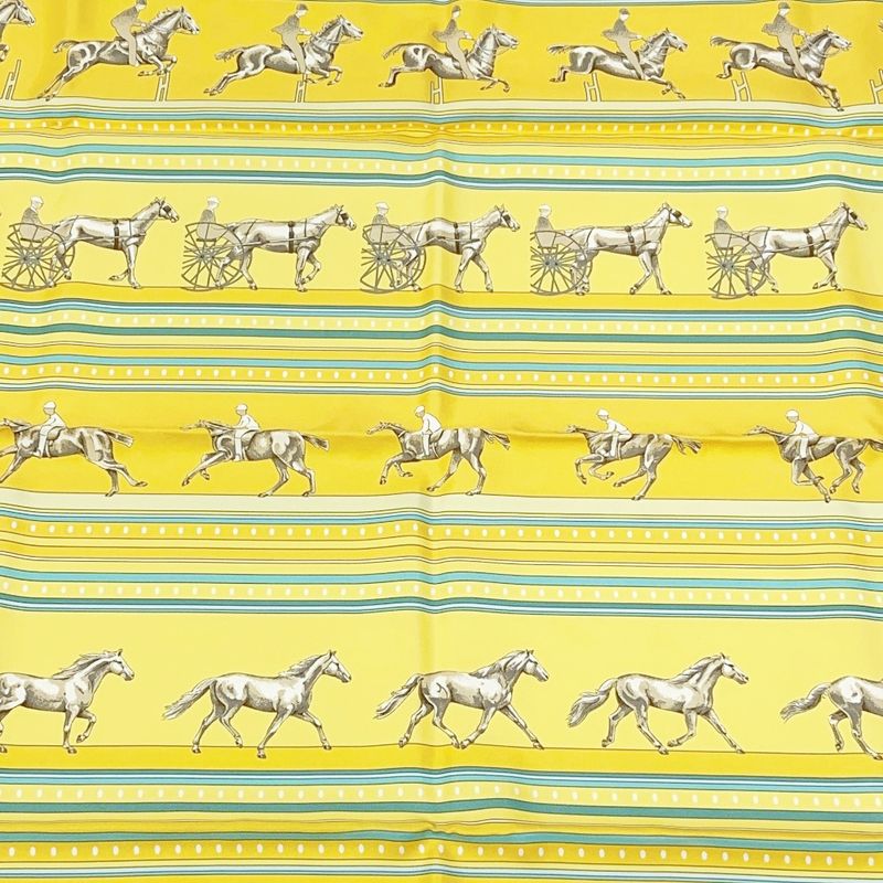 Hermes Silk Carre 90 Sequences Scarf Yellow — view 7