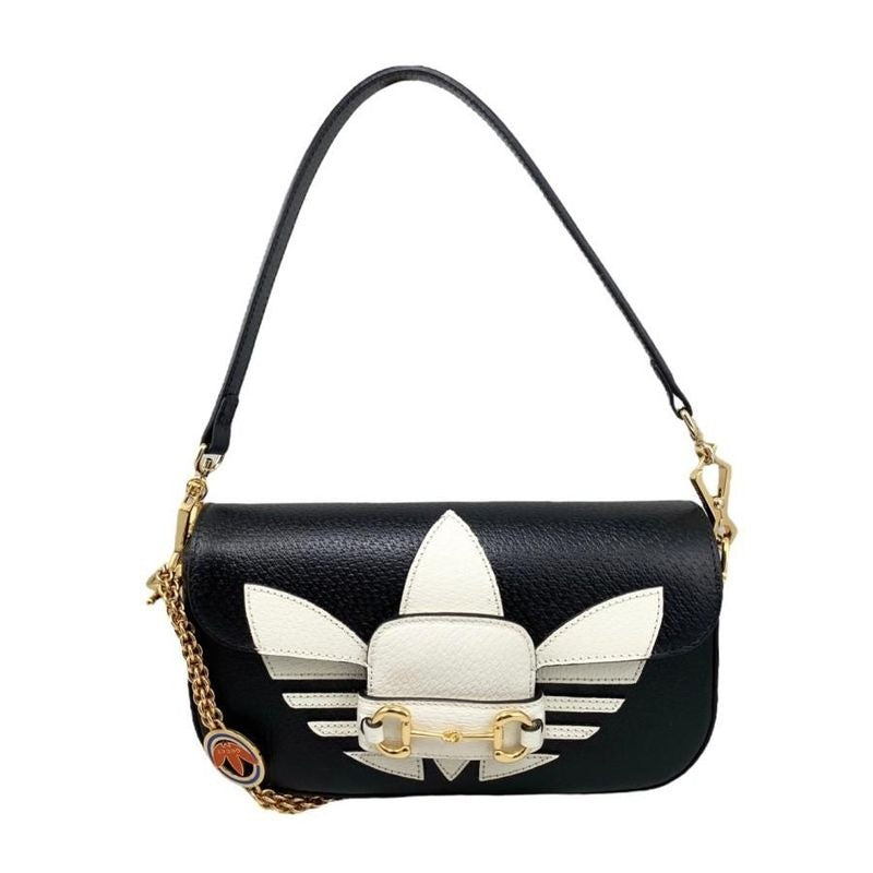 Gucci Adidas Collaboration Shoulder Bag Horsebit Logo Chain Black