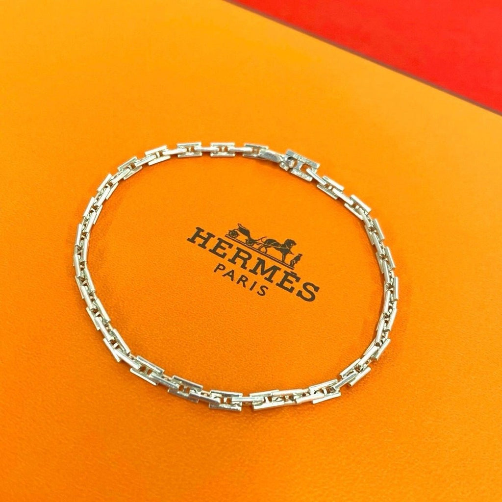 Hermes PM Chain Bracelet Bangle Silver