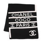 Chanel Scarf CC Logo Cashmere Shawl Black White Pink