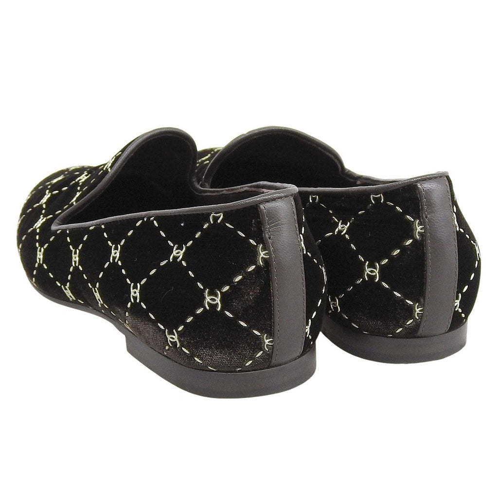 Chanel Quilted Stitch Velor Opera Shoes Slip-on Dark Brown — view 5