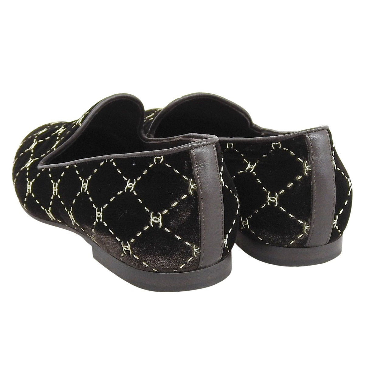 Chanel Quilted Stitch Velor Opera Shoes Slip-on Dark Brown — view 5