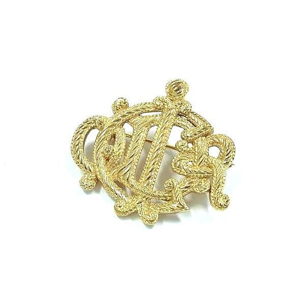 Christian Dior Brooch Gold Metal Emblem Logo