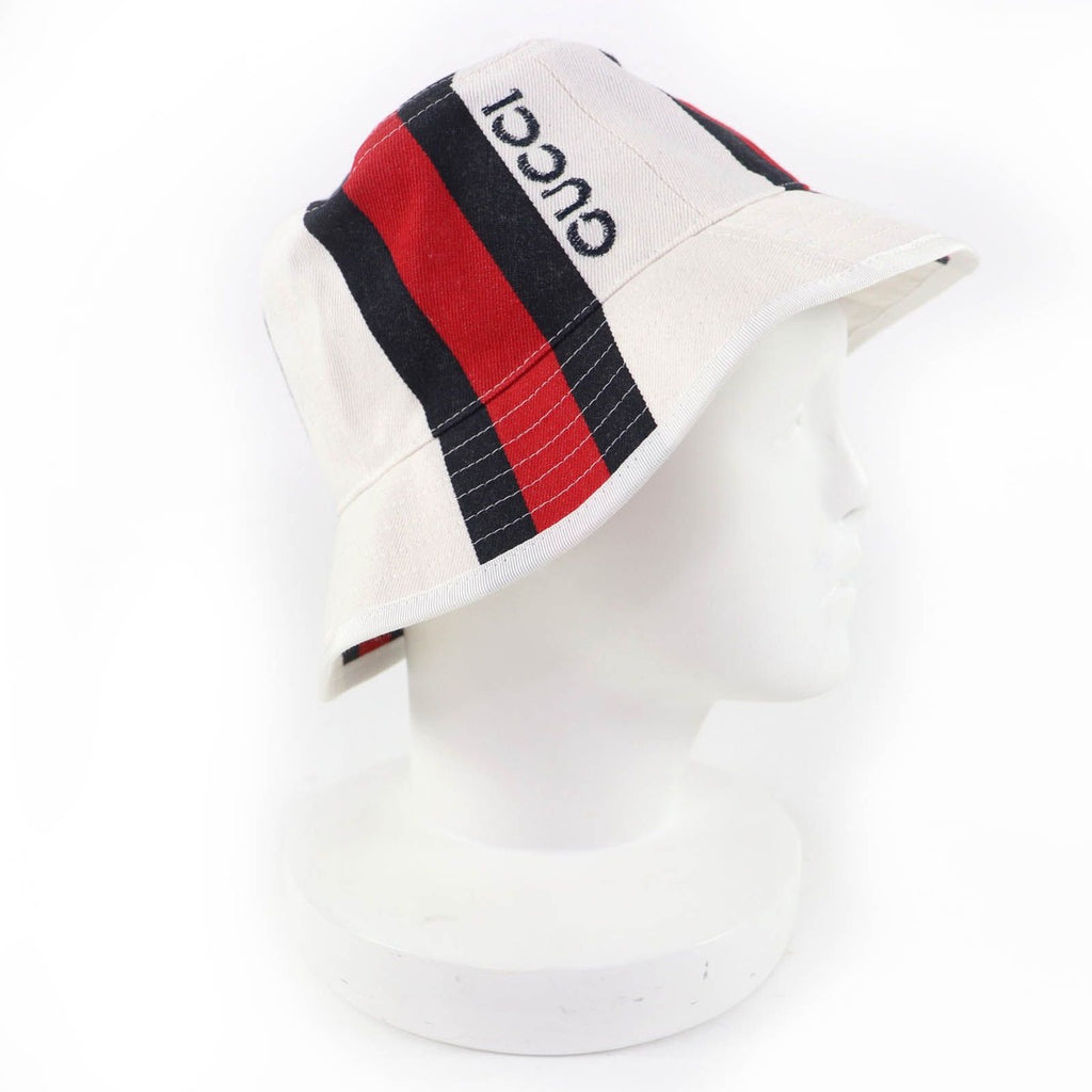Gucci Cotton Webline Logo Bucket Hat White — view 6