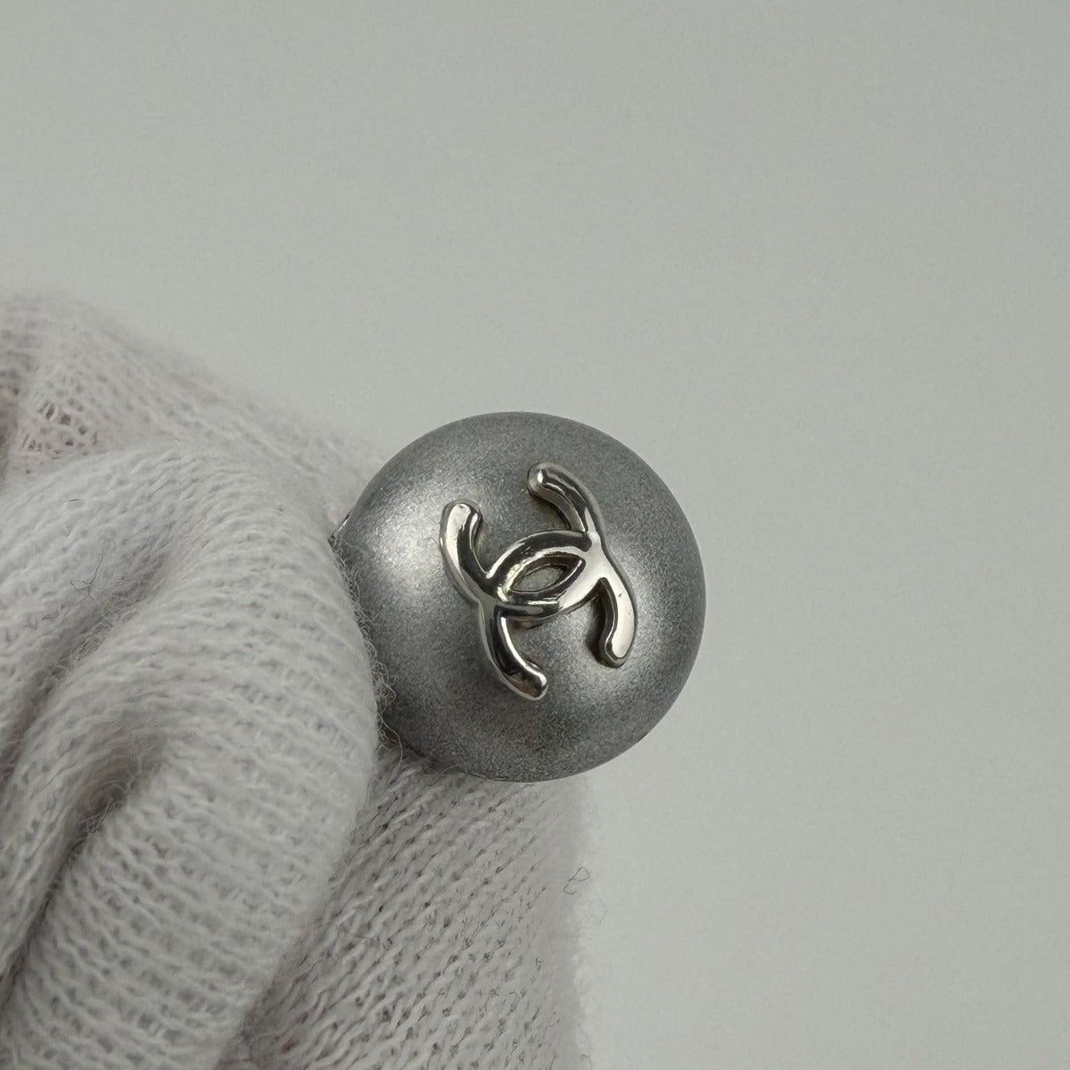 Chanel CC Logo Earrings Silver Vintage — view 6
