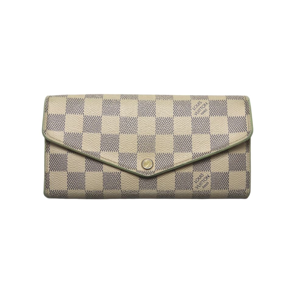 Louis Vuitton Damier Azur Portefeuille Sarah Leather Bifold Wallet