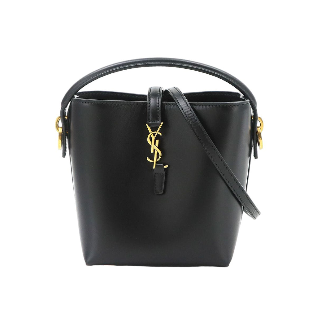 Saint Laurent Mini 2-Way Shoulder Hand Bag Leather Black Gold