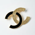 Chanel Brooch Corsage Gold Black Coco Mark