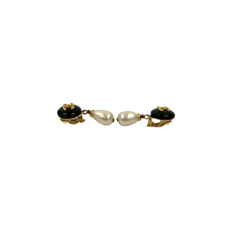 Chanel Vintage Coco Mark Motif Faux Pearl Earrings Accessories 95A — view 4