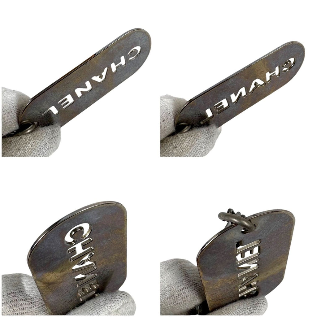 Chanel Dog Tag Key Sling Bag Charm Key Holder Silver