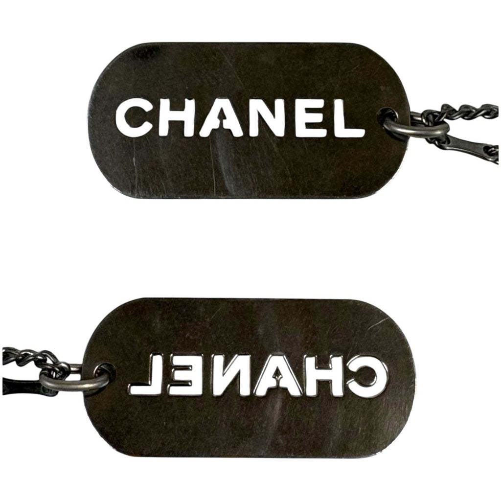 Chanel Dog Tag Key Sling Bag Charm Key Holder Silver