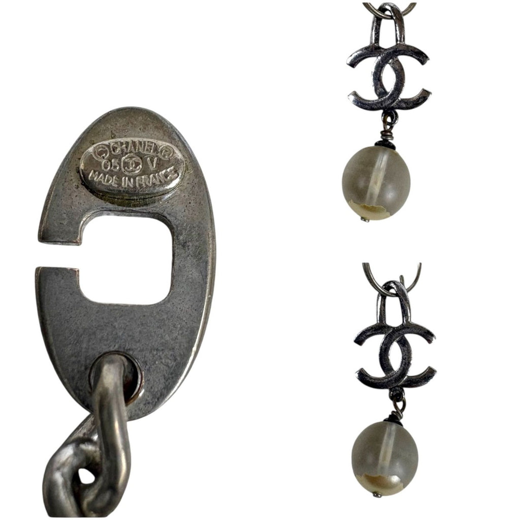 Chanel Dog Tag Key Sling Bag Charm Key Holder Silver