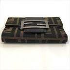 Fendi Zucca Trifold Wallet Compact FF Plate Canvas Leather Brown — view 3
