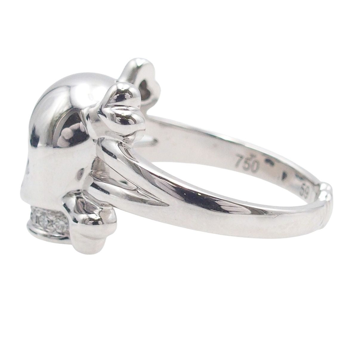 Dior Tete de Maure White Gold Diamond 18K Skull 59 Ring — view 4