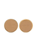 Chanel Logo Earrings Gold Beige Plated Leather