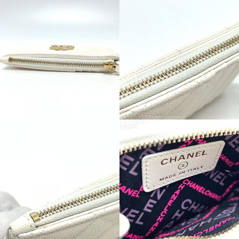 Chanel Long Wallet Coco Mark Caviar Leather White — view 8