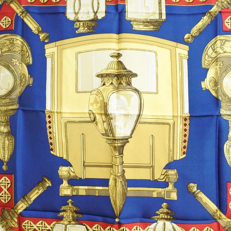 Hermes Carre 90 Feux de Route Silk Red Yellow Blue Scarf — view 6