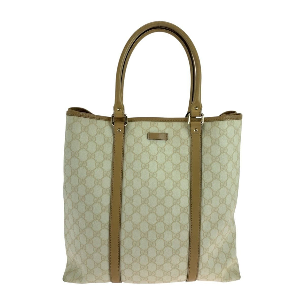 Gucci Beige Brown Gold GG Supreme Canvas Business Tote