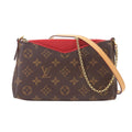 Louis Vuitton Monogram Pallas Clutch Chain Shoulder Bag Brown Cerise
