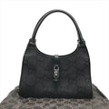 Gucci GG Canvas Jackie Mini Hand Bag Shoulder Black Leather Bag