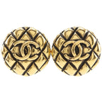 Chanel Coco Mark Quilted Vintage Gold Plated 25 23.6 g Earrings — view 2