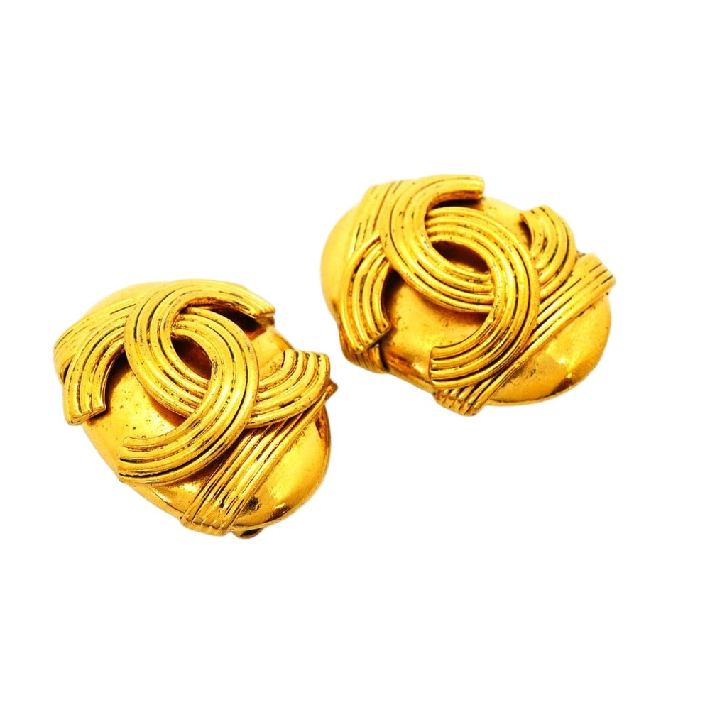 Chanel Earrings Vintage CC Logo Gold Plated — view 2