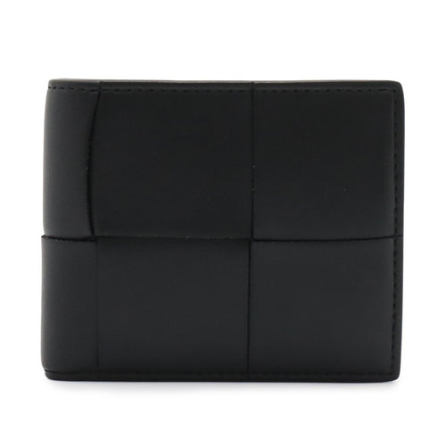 Bottega Veneta Maxi Intrecciato Cassette Bifold Wallet Leather Black