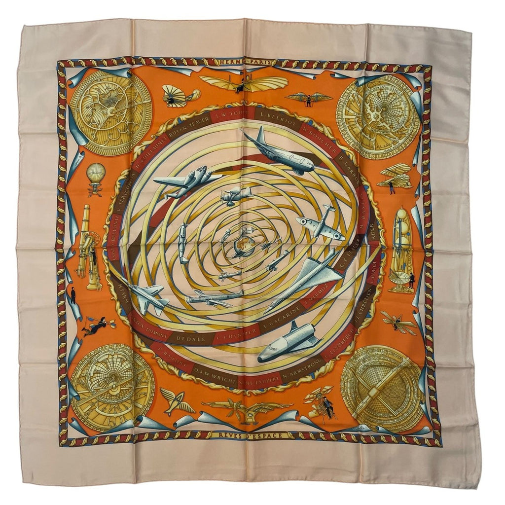 Hermes Scarf Silk Carre 90 Reves D'espace Dream Space Pink
