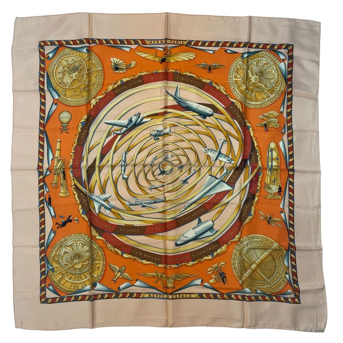 Hermes Scarf Silk Carre 90 Reves D'espace Dream Space Pink