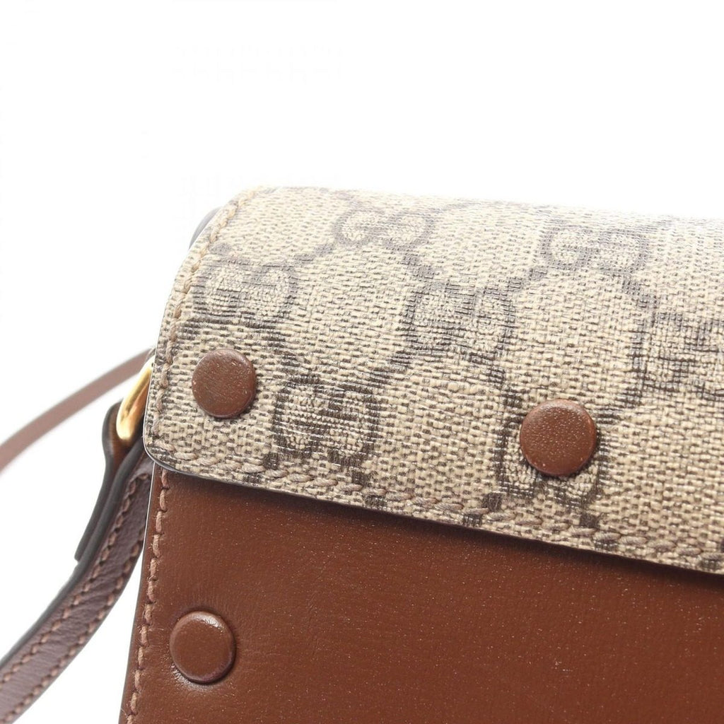 Gucci Shoulder Bag GG Supreme Valentine Limited Beige Red Canvas Leather — view 9