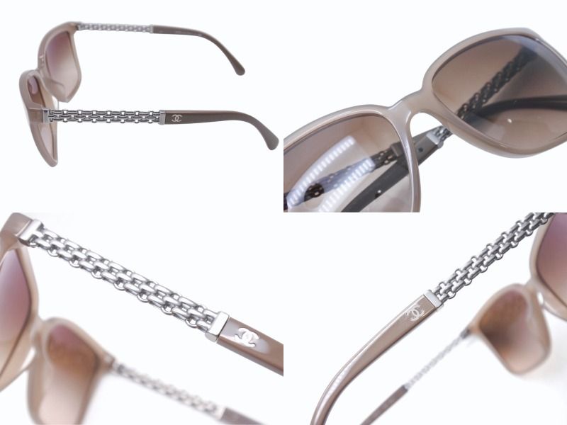 Chanel Sunglasses Chain Temple Acetate Metal Brown Silver Eyewear — view 5