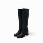 Hermes Houle 60 Boots Long Shoes Leather Black Stitching