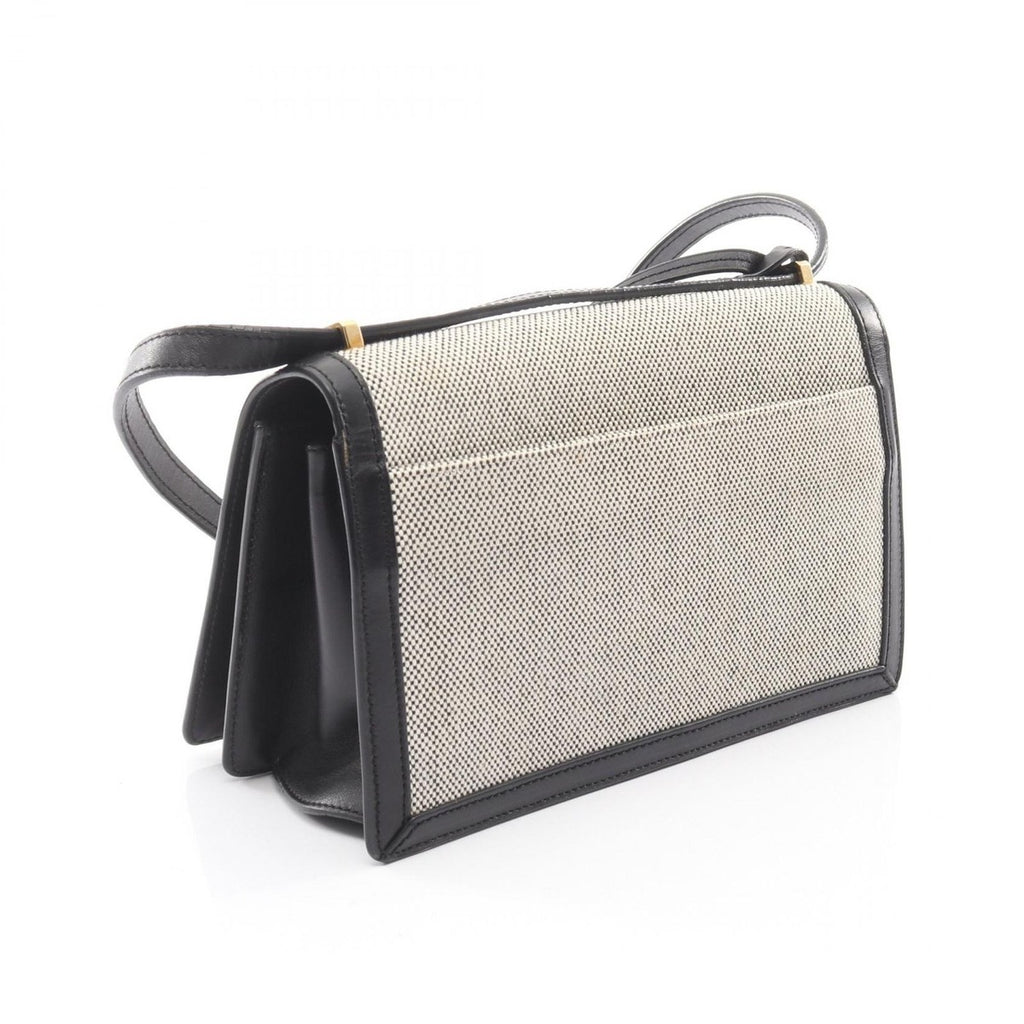 Loewe Shoulder Bag Barcelona White Black Canvas Leather Ivory — view 2